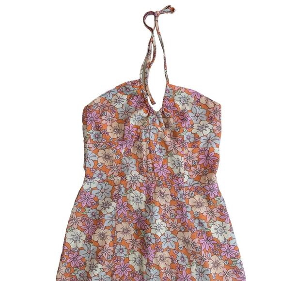 Aritzia Sunday Best Pastel Floral Dress Midi Thigh Slit Pink Orange Size Small - Picture 2 of 10